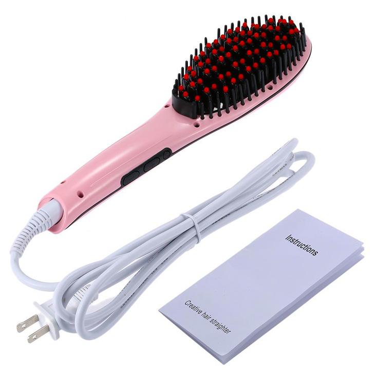 Electric Brush Fast Hair Straightener (PINK) + FREE COD Shipping