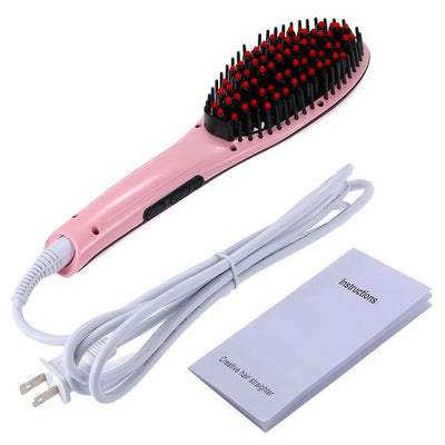 Electric Brush Fast Hair Straightener (PINK) + FREE COD Shipping